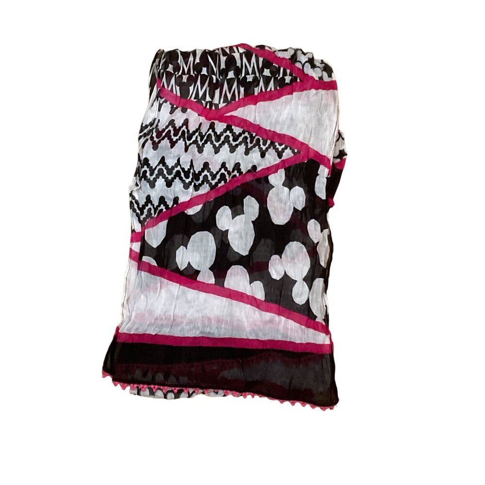 Disney Parks Mickey Mouse Scarf Pink Black White